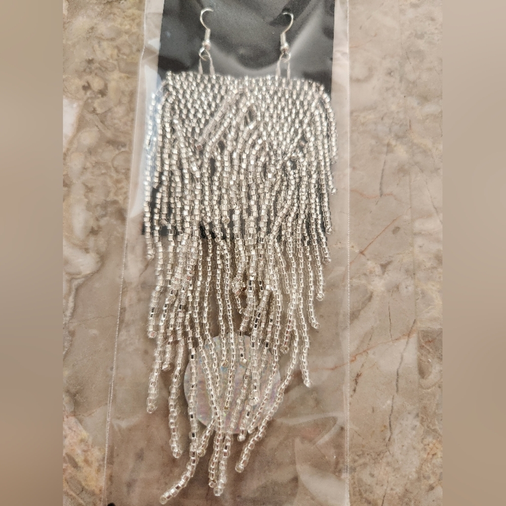 Fringe Beaded Earrings Southwestern Bohemian Cowgirl Handmade
